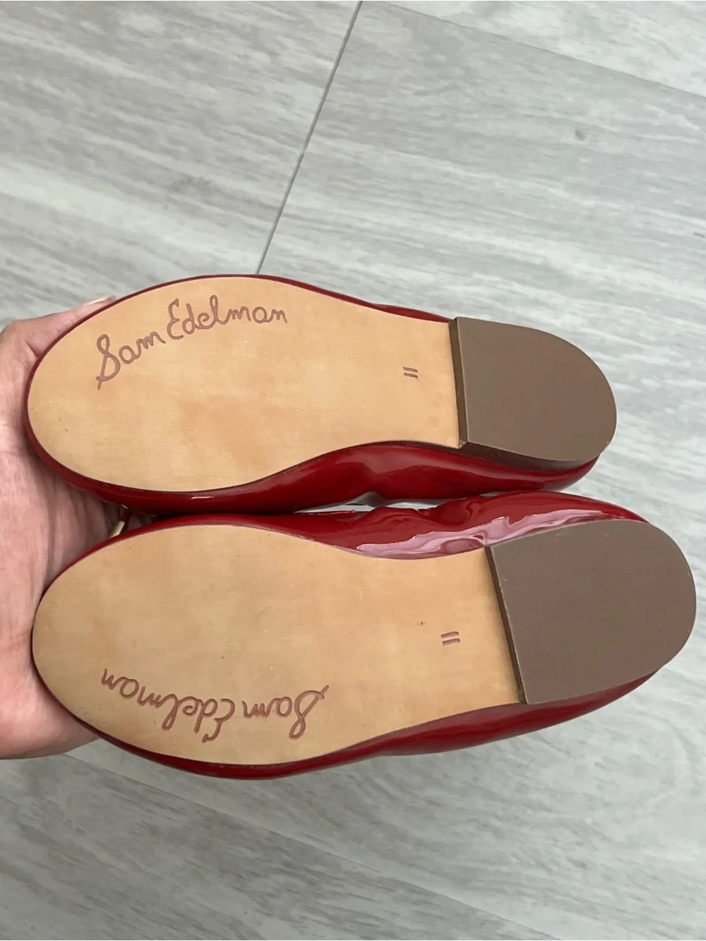 Sam Edelman Felicia Kids Red Patent Ballet Flats Bow Gold Charm Size 11